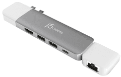 J5CREATE Ultradrive priklopna postaja, 2x HDMI, 4x USB, siva (JCD389)