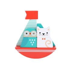 Petit collage Leseni zložljivi stolp Sova in mačka