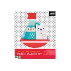 Petit collage Leseni zložljivi stolp Sova in mačka