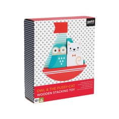 Petit collage Leseni zložljivi stolp Sova in mačka