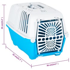 Vidaxl Transporter za živali bel in moder 55x36x36 cm polipropilen