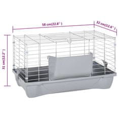 Vidaxl Kletka za male živali siva 58x32x31 cm polipropilen in kovina