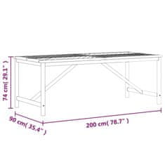 shumee Vrtna jedilna miza 200x90x74 cm trden akacijev les