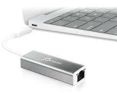 J5CREATE adapter, Ethernet, USB-C, sivo bel (JCE133G)