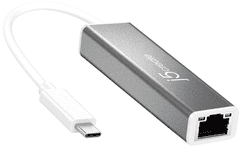 J5CREATE adapter, Ethernet, USB-C, sivo bel (JCE133G)