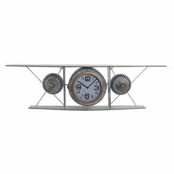 DKD Home Decor Stenska ura DKD Home Decor Crystal Iron Aeroplane MDF Wood Dark grey (120 x 21 x 33,5 cm)