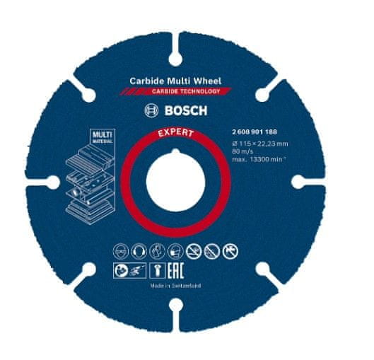 BOSCH Professional Expert Carbide Multi Wheel rezalna plošča, 125 mm, 22,23 mm (2608901189)