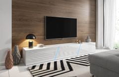 Furnitura Viseča TV omarica LANT visoki sijaj Bela 240 cm+ LED