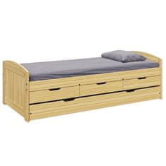 KONDELA Enojna postelja z dodatnim ležiščem Marinella New 90x200 cm - naravna