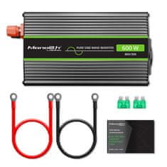 Qoltec Monolith pretvornik napetosti | 300 W | 600 W | 12 V do 230 V | Pure Sinus