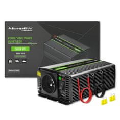Qoltec Monolith pretvornik napetosti | 300 W | 600 W | 24 V do 230 V | Pure Sinus