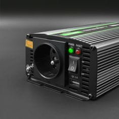 Qoltec Monolith pretvornik napetosti | 300 W | 600 W | 12 V do 230 V | Pure Sinus