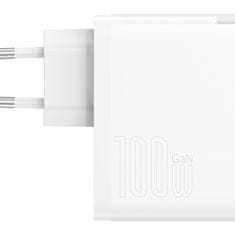BASEUS GaN5 Pro USB-C + USB-A adapter za hitro polnjenje 100W CCGP090202, bel