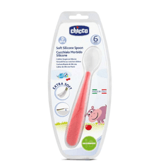 Chicco Soft otroška silikonska žlička, rdeča