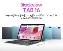Blackview TAB 16 tablični računalnik, 8 GB/256 GB, Android 12, zelena + ovitek in pisalo