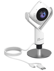 J5CREATE spletna kamera, 360°, FHD, črno bela (JVCU360)