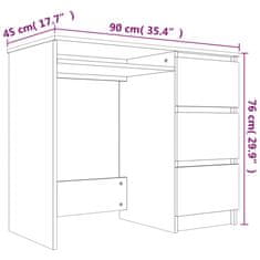 Greatstore Pisalna miza dimljeni hrast 90x45x76 cm konstruiran les