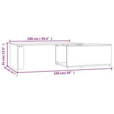 Vidaxl Klubska mizica betonsko siva 150x50x35 cm iverna plošča