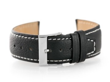 Tayma Usnjen pas za uro W26 - PREMIUM - črno/bel - 24 mm