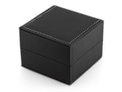 Tayma Darilna škatlica za uro - eko črna šivana z belo mat nitjo