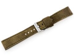 Tayma Usnjen pas za uro W48 - PREMIUM - olivna - 24 mm