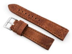Tayma Usnjen pašček za uro W48 - PREMIUM - temno rjav I - 24 mm