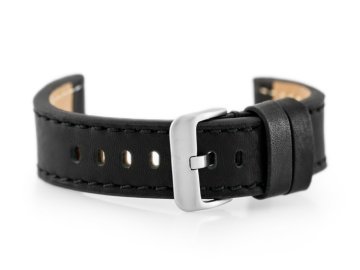 Tayma Usnjen pas za uro W48 - PREMIUM - črn/črn - 24 mm