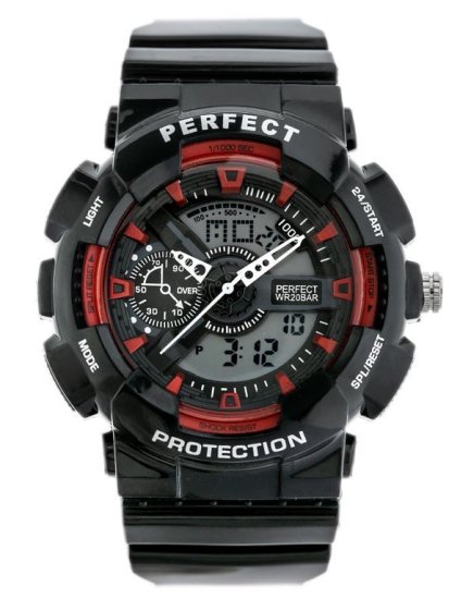 PERFECT WATCHES Moška ura Shock (zp219d) črna/rdeča