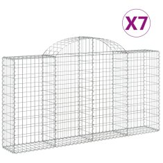 Vidaxl Obokane gabion košare 7 kosov 200x30x100/120cm pocinkano železo