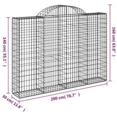 Vidaxl Obokane gabion košare 30 kos 200x30x140/160 cm pocinkano železo