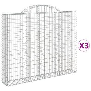Vidaxl Obokane gabion košare 3 kosi 200x30x160/180 cm pocinkano železo