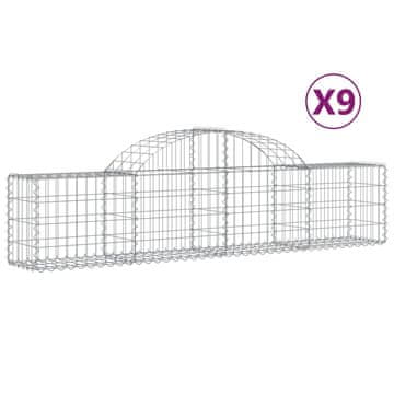 Vidaxl Obokane gabion košare 9 kosov 200x30x40/60 cm pocinkano železo