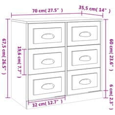 Vidaxl Komoda dimljeni hrast 70x35,5x67,5 cm inženirski les