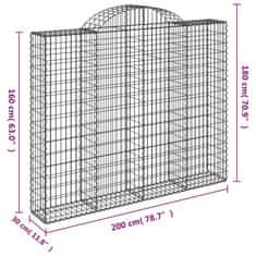 Vidaxl Obokane gabion košare 5 kosov 200x30x160/180cm pocinkano železo