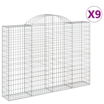 Vidaxl Obokane gabion košare 9 kosov 200x30x140/160cm pocinkano železo