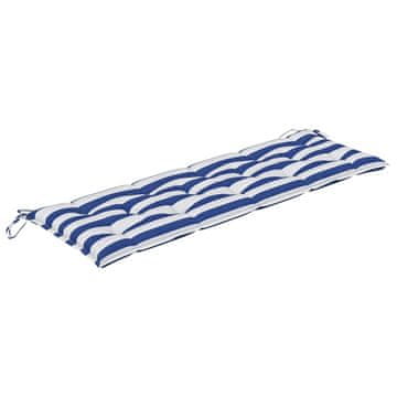Vidaxl Blazina za vrtno klop modro bele črte 150x50x7 cm oxford