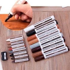 Netscroll 17-delni set za flomastrov in voščenk za popravilo prask in odrgnin, popravilo lesenih površin, 8 različnih barv za popravilo vseh barv lesa, voščenke za polnitev prask, FurnitureMarkers