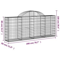Vidaxl Obokane gabion košare 7 kosov 200x30x80/100 cm cinkano železo