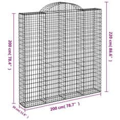 Vidaxl Obokane gabion košare 3 kosi 200x30x200/220 cm pocinkano železo