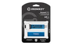 Kingston Ironkey USB disk, 64 GB, Keypad 200, 3.2 Gen1, FIPS 140-3Lvl 3, AES-256, moder (IKKP200/64GB)