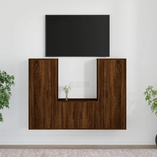 Vidaxl Komplet TV omaric 3-delni rjav hrast inženirski les