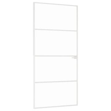 Vidaxl Notranja vrata bela 93x201,5 cm kaljeno steklo aluminij tanka