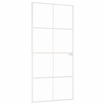 Vidaxl Notranja vrata bela 93x201,5 cm kaljeno steklo aluminij tanka