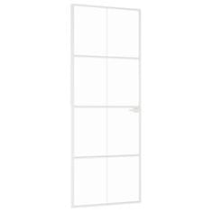 Vidaxl Notranja vrata bela 76x201,5 cm kaljeno steklo aluminij tanka