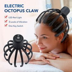 Maser za masažo glave, 12 masažnih točk, 3 stopnje vibriranja, USB polnjenje, OctopusMassager