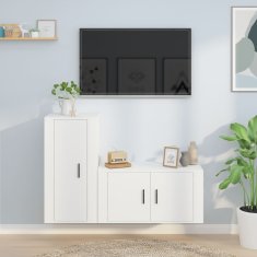 Vidaxl Komplet TV omaric 2-delni bel inženirski les