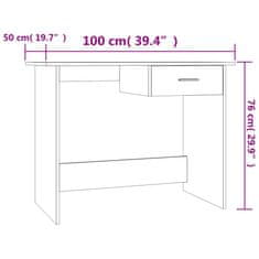 Vidaxl Pisalna miza betonsko siva 100x50x76 cm iverna plošča