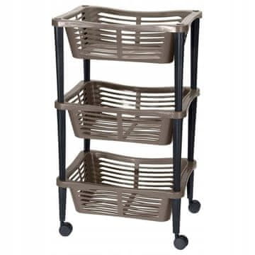 shumee Kopalniški regal s 3 košarami na kolesih 60 x 30 cm