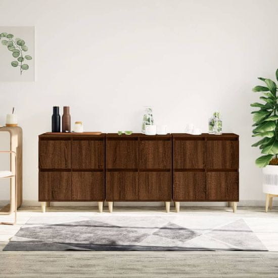 Vidaxl Komoda 3 kosa rjav hrast 60x35x70 cm inženirski les