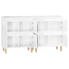 Vidaxl Komoda 2 kosi visok sijaj bela 60x35x70 cm inženirski les